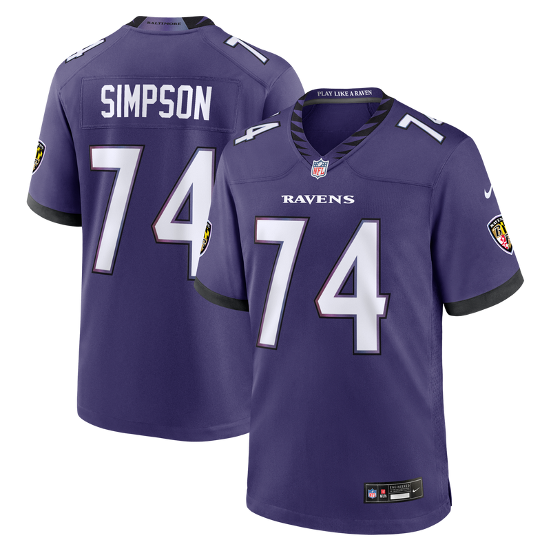 Baltimore Ravens John Simpson Purple Team Game Jersey