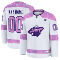 Minnesota Wild White 2024 Hockey Fights Cancer Custom Practice Jersey