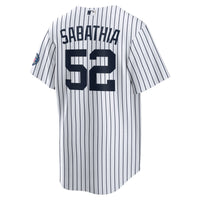 New York Yankees CC Sabathia White 2025 Baseball Hall of Fame Name & Number Retired Replica Jersey
