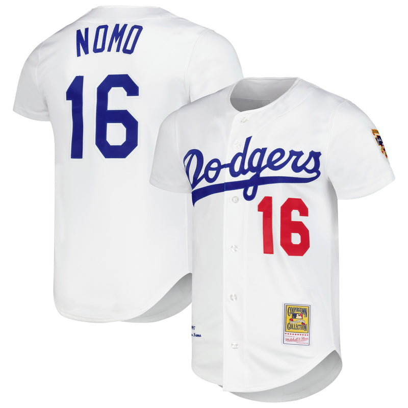 Los Angeles Dodgers Hideo Nomo White Cooperstown Collection Authentic Jersey