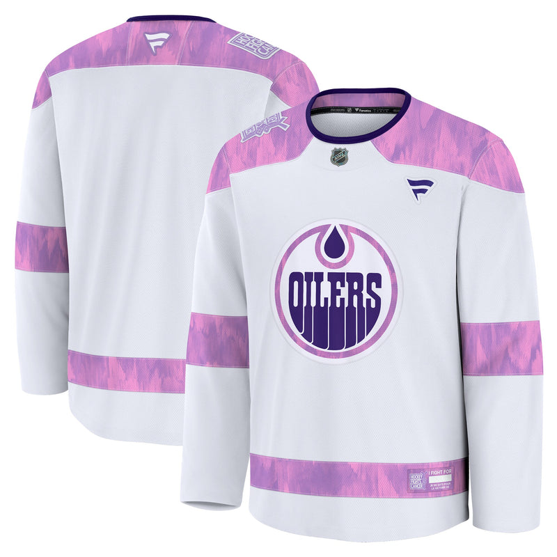 Edmonton Oilers White 2024 Hockey Fights Cancer Practice Jersey