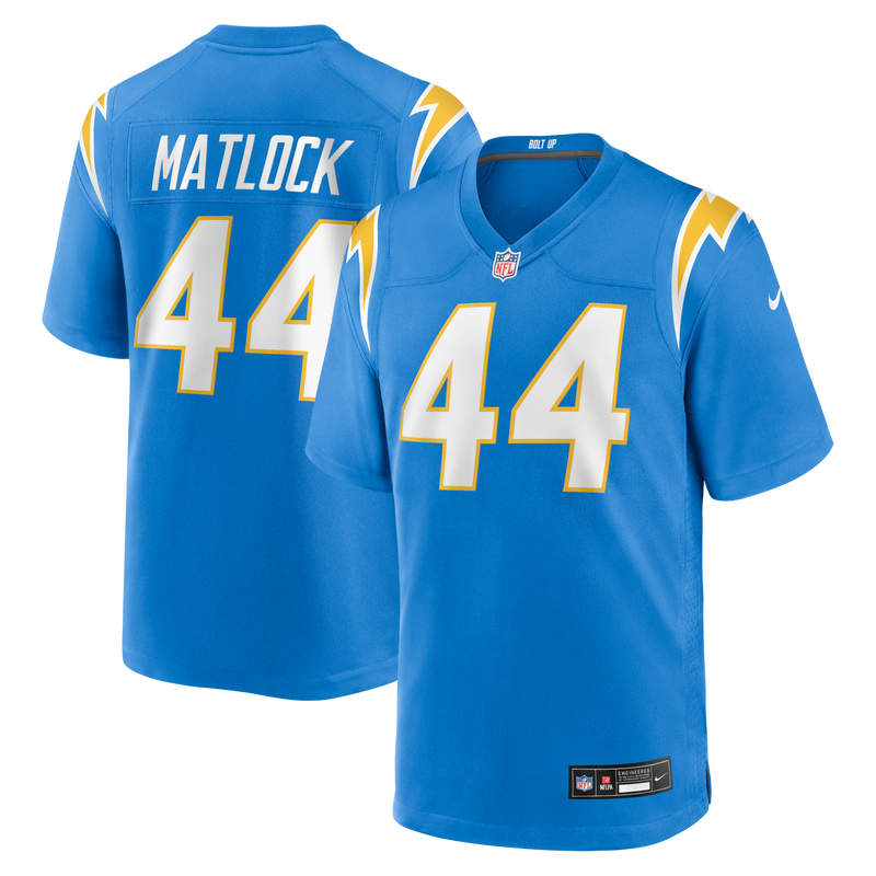 Los Angeles Chargers Scott Matlock Powder Blue Team Game Jersey