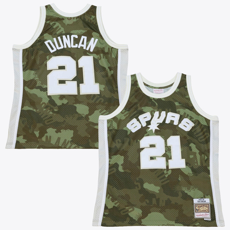 San Antonio Spurs Tim Duncan 1998 Ghost Camo Swingman Jersey - Green