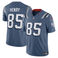 New England Patriots Hunter Henry Storm Blue 2025 Rivalries Collection Stitched Limited Jersey