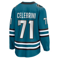 San Jose Sharks Macklin Celebrini Teal Home Breakaway Jersey