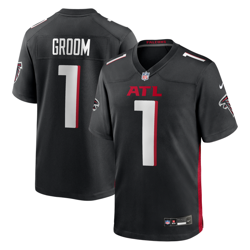 Atlanta Falcons Number 1 Groom Black Game Jersey