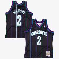 Charlotte Hornets Larry Johnson 1992 Reload Swingman Authentic Jersey - Black
