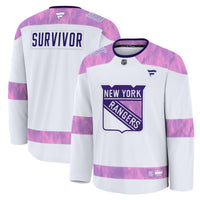 New York Rangers White Hockey Fights Cancer Survivor Practice Jersey