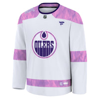 Edmonton Oilers White 2024 Hockey Fights Cancer Practice Jersey