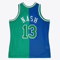 Dallas Mavericks Steve Nash 1998 Split Swingman Jersey - Blue/Green