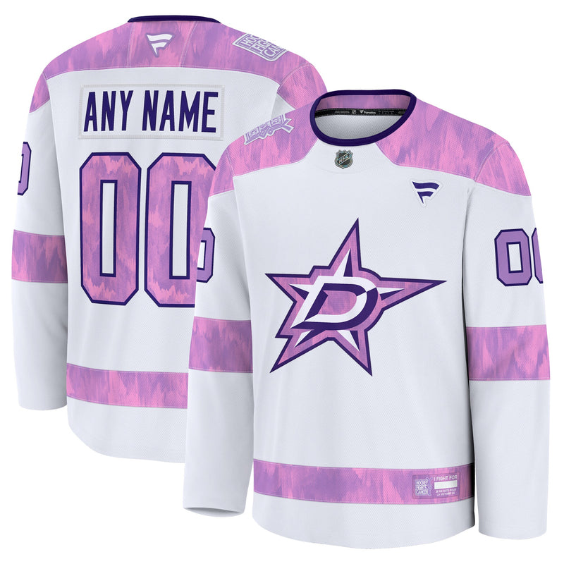 Dallas Stars White 2024 Hockey Fights Cancer Custom Practice Jersey