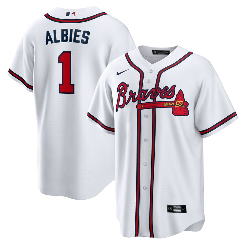 Atlanta Braves Ozzie Albies White Home Replica Player Name Jersey