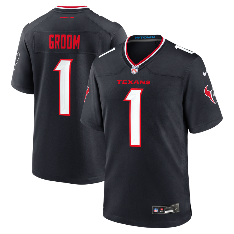 Houston Texans Number 1 Groom Navy Game Jersey