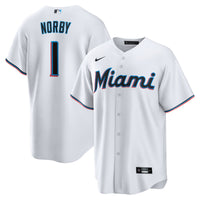 Miami Marlins Connor Norby White Home Replica Jersey