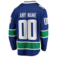 Vancouver Canucks Blue Home Team Breakaway Custom Jersey