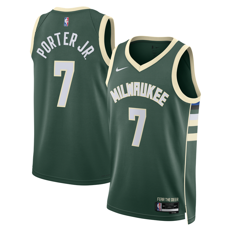 Milwaukee Bucks Icon Edition Swingman Jersey - Hunter Green - Kevin Porter Jr.