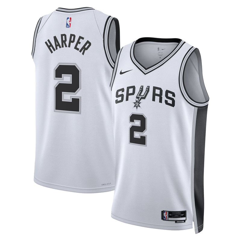 San Antonio Spurs Association Edition Swingman Jersey NBA 2025 First Round Draft Pick - White - Dylan Harper
