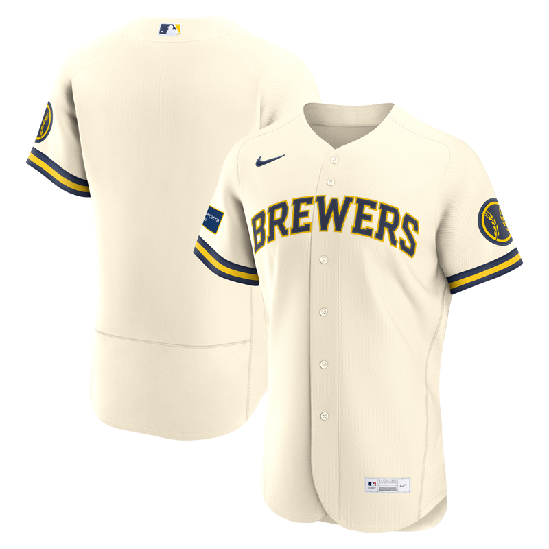 Milwaukee Brewers Cream Home Sponsor Patch Authentic Jersey