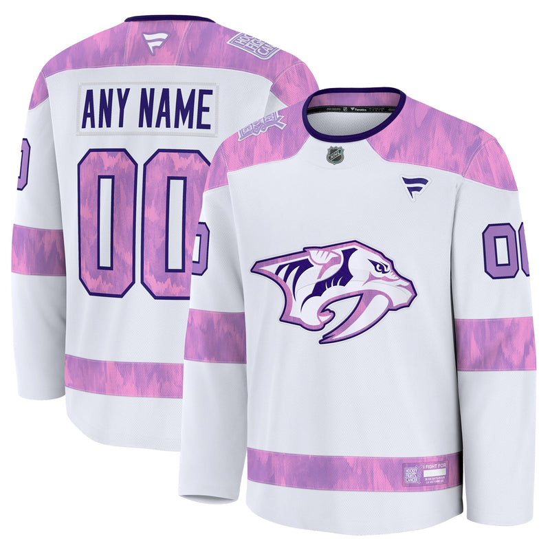 Nashville Predators White 2024 Hockey Fights Cancer Custom Practice Jersey