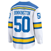 St. Louis Blues Jordan Binnington White Away Breakaway Player Jersey