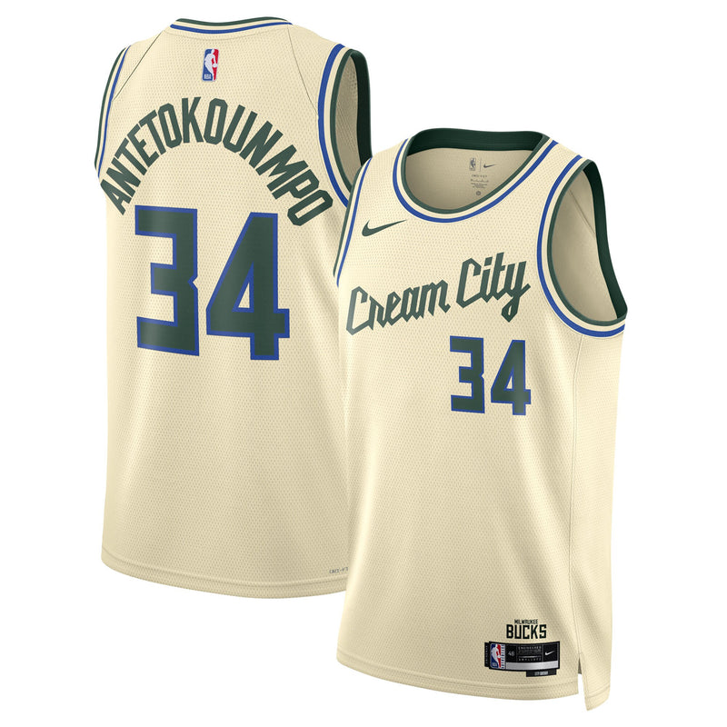 Milwaukee Bucks 2025/26 City Edition Swingman Jersey - Cream - Giannis Antetokounmpo