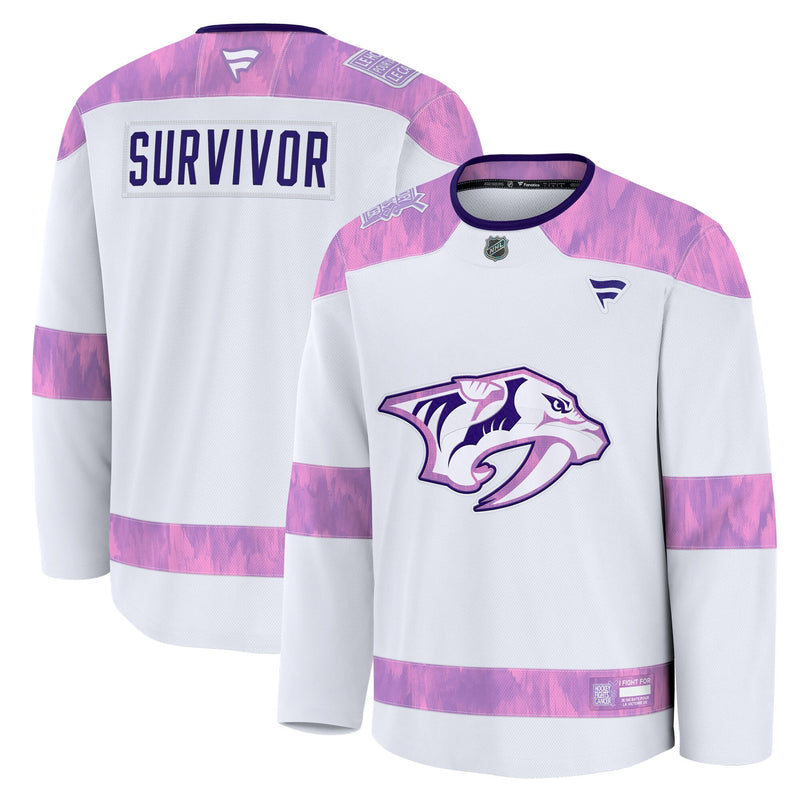 Nashville Predators White Hockey Fights Cancer Survivor Practice Jersey