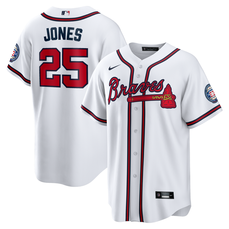 Atlanta Braves Andruw Jones White Home Replica 2026 Hall of Fame Patch Jersey