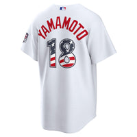 Fourth of July Los Angeles Dodgers Yoshinobu Yamamoto White USA 250 Stadium Jersey