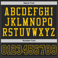 Custom Black Black-Gold Mesh Authentic Throwback Football Jersey