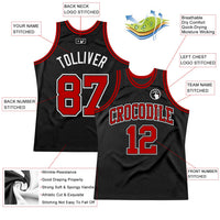 Custom Black Red-White Authentic Throwback Basketball Jersey