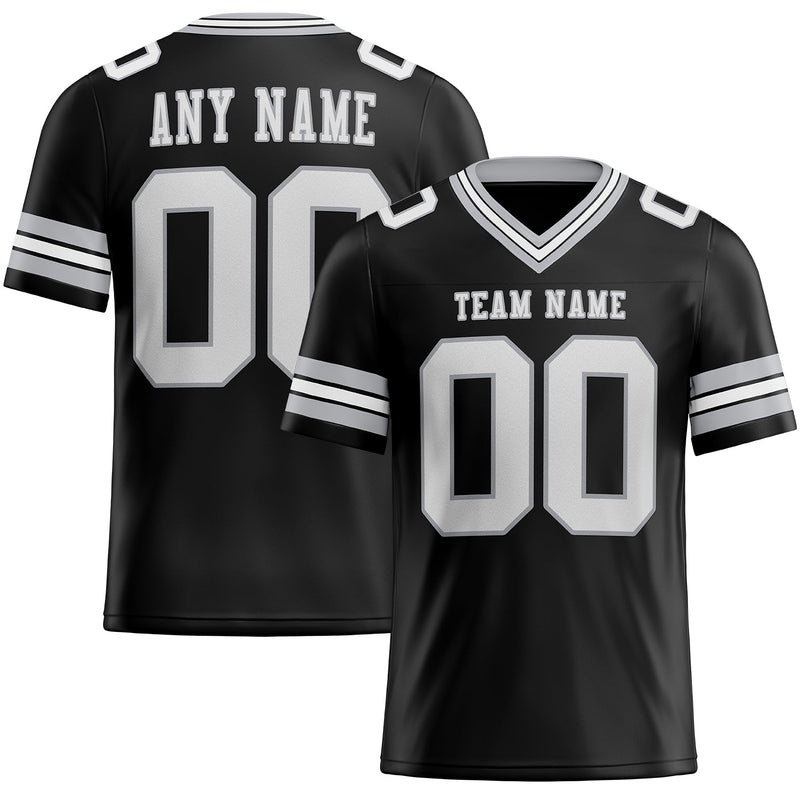 Custom Black White-Gray Authentic Football Jersey