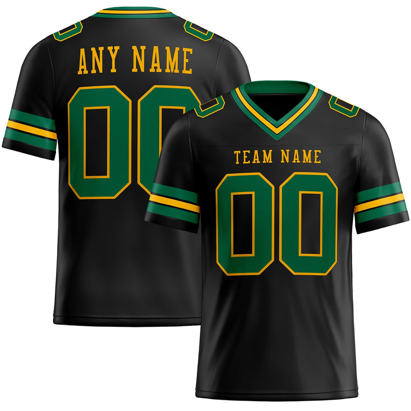 Custom Black Kelly Green-Gold Authentic Football Jersey