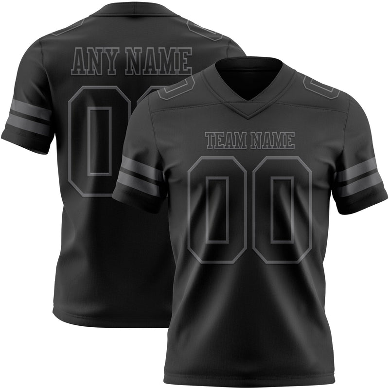 Custom Black Steel Gray Authentic Football Jersey