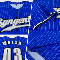 Custom Royal White Pinstripe White-Black Authentic Baseball Jersey