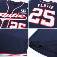 Custom Navy White-Red Authentic Baseball Jersey