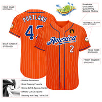 Custom Orange White Pinstripe Royal-White Authentic Baseball Jersey