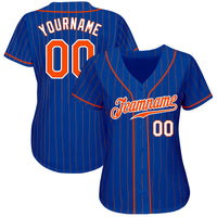 Custom Royal Orange Pinstripe Orange-White Authentic Baseball Jersey