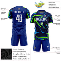 Custom Royal White-Neon Green Sublimation Soccer Uniform Jersey