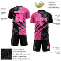 Custom Graffiti Pattern Pink Black-White Scratch Sublimation Soccer Uniform Jersey