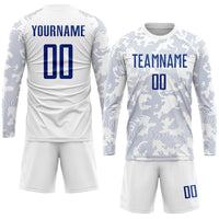 Custom White Royal Sublimation Soccer Uniform Jersey