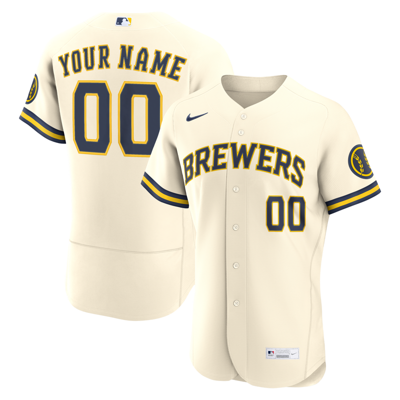 Milwaukee Brewers Cream Home Authentic Custom Jersey