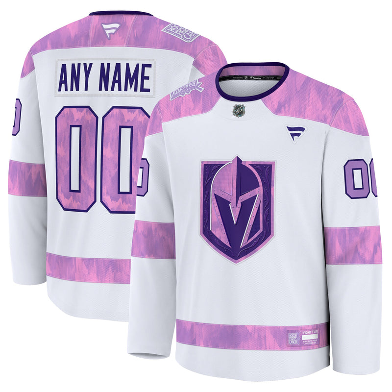 Vegas Golden Knights White 2024 Hockey Fights Cancer Custom Practice Jersey