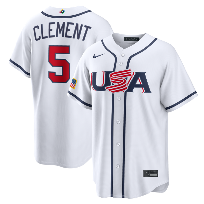 USA Baseball Ernie Clement White 2026 World Baseball Classic Home Stadium Jersey