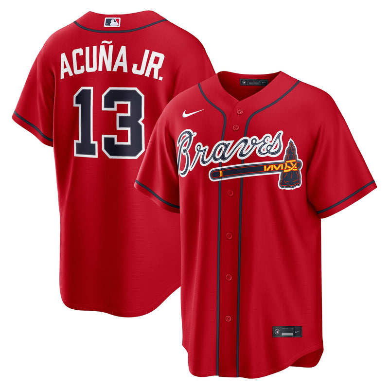 Atlanta Braves Ronald Acuña Jr. Red Alternate 2 Replica Jersey