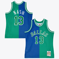 Dallas Mavericks Steve Nash 1998 Split Swingman Jersey - Blue/Green