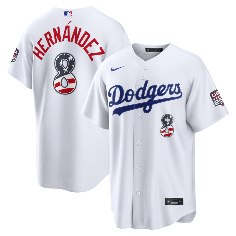 Fourth of July Los Angeles Dodgers Enrique Hernández White USA 250 Stadium Jersey