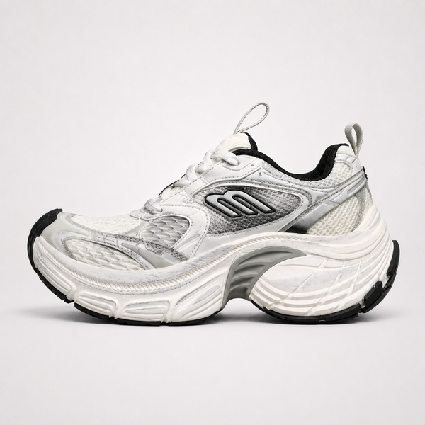Balenciaga 10XL White Silver sneaker, angled three-quarter view
