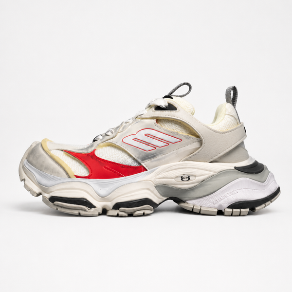 Balenciaga Cargo White Red sneaker, angled three-quarter view