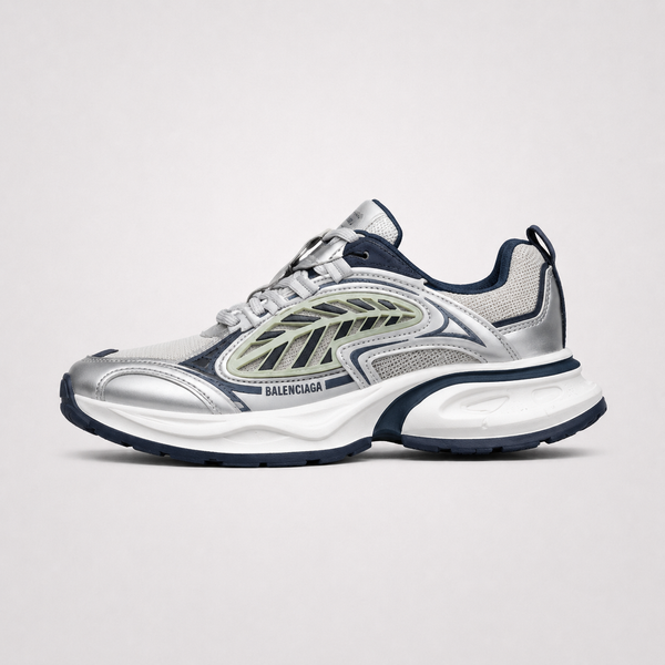 Balenciaga Sneakers Silver Navy sneaker, side profile view