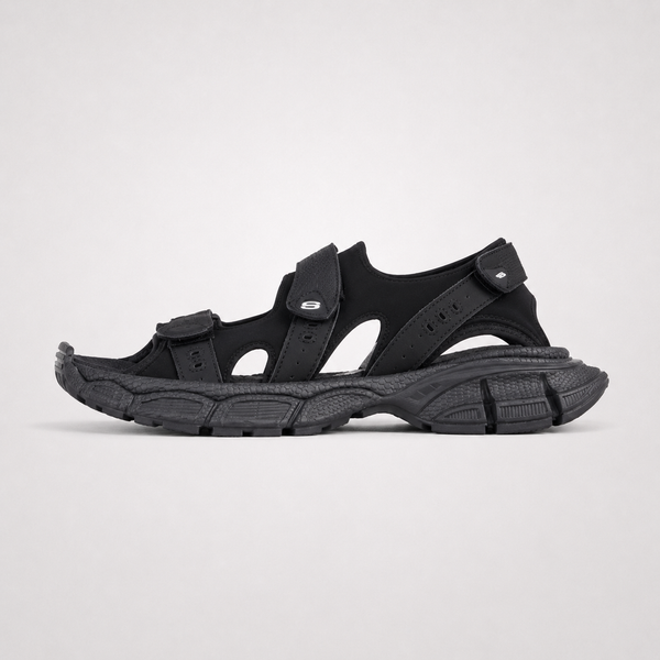 Balenciaga Tourist Black sandal, side profile view